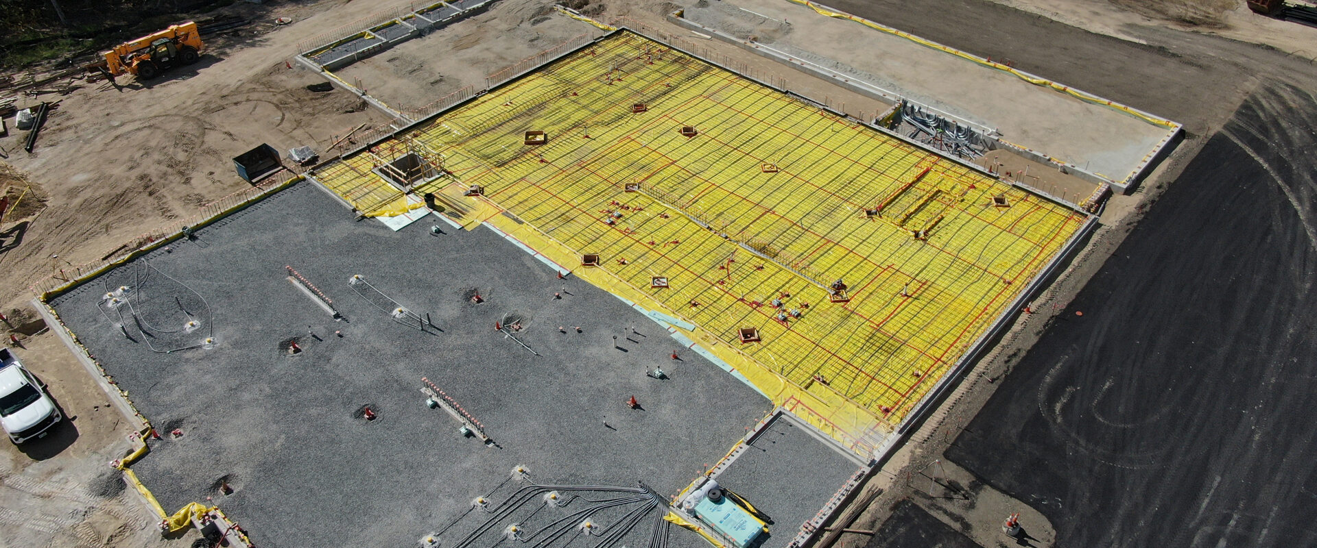 A membrane covers the foundation of the new Salem Police Department Headquarters, designed and constructed by TGAS.
