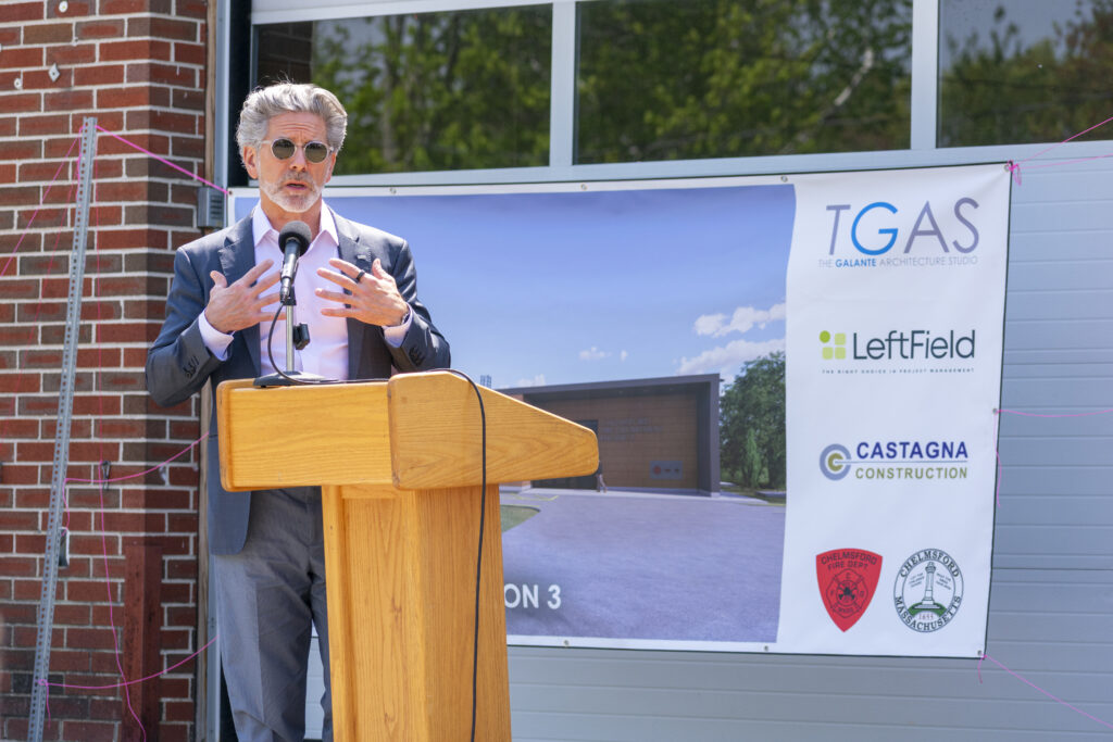 Principal Architect, Ted Galante, speaking at the Groundbreaking Ceremony.